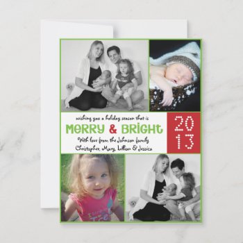 Red & Green Photo Collage Holiday Card by weddingsnwhimsy at Zazzle