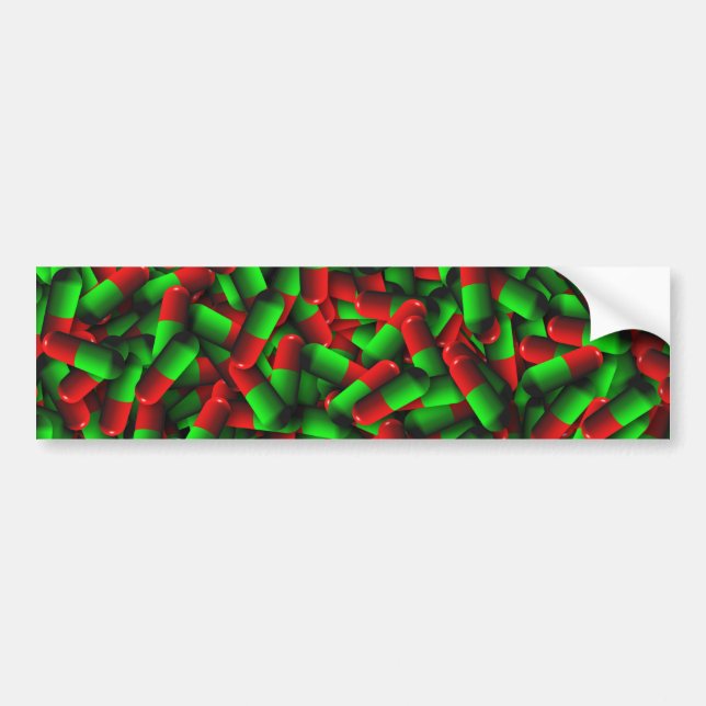 red green pills drugs bumper sticker (Front)