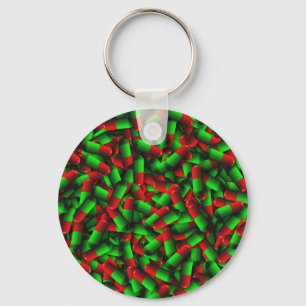 red green pills drugs keychain