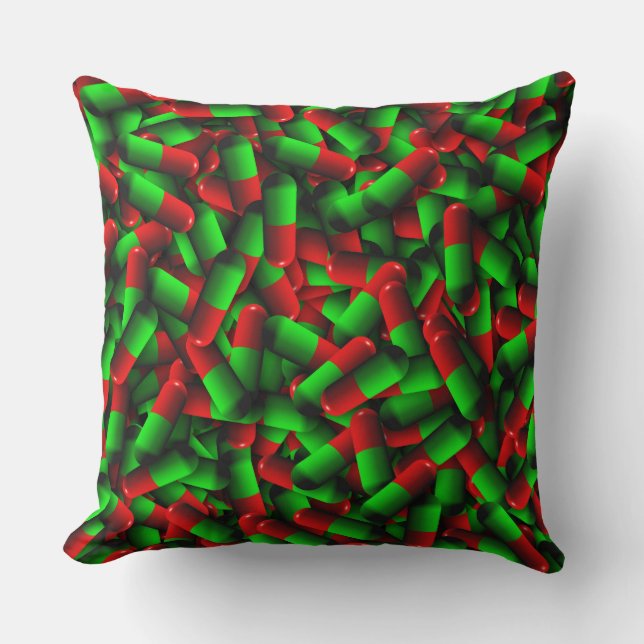 red green pills drugs throw pillow (Front)
