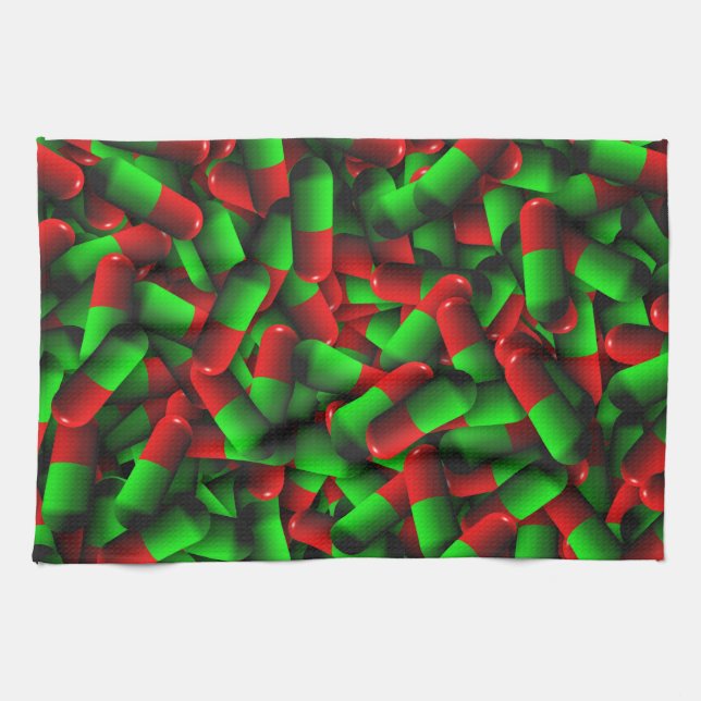 red green pills drugs towel (Horizontal)