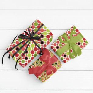 Red, Green & Pink Retro Bubble Wrapping Paper Sheets