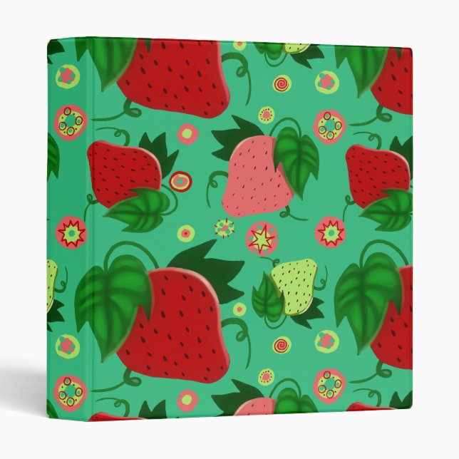 Red Green Pink Strawberries Binder (Front/Spine)