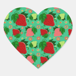 Red Green Pink Strawberries Heart Sticker