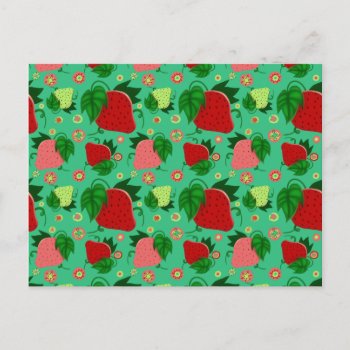 Red Green Pink Strawberries Postcard by saradaboru at Zazzle