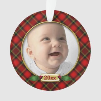 Red/Green Plaid2 Baby's 1st Christmas Ornament