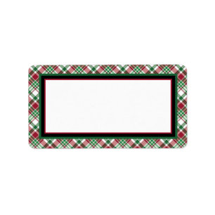 Red & Green Plaid Blank Holiday DIY Print Address Label