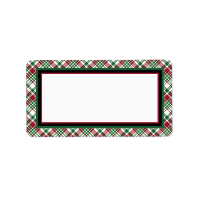 Red & Green Plaid Blank Holiday DIY Print Address Label (Front)
