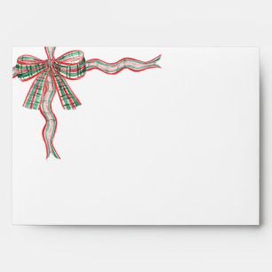 Red Green Plaid Bow Christmas Card Envelope