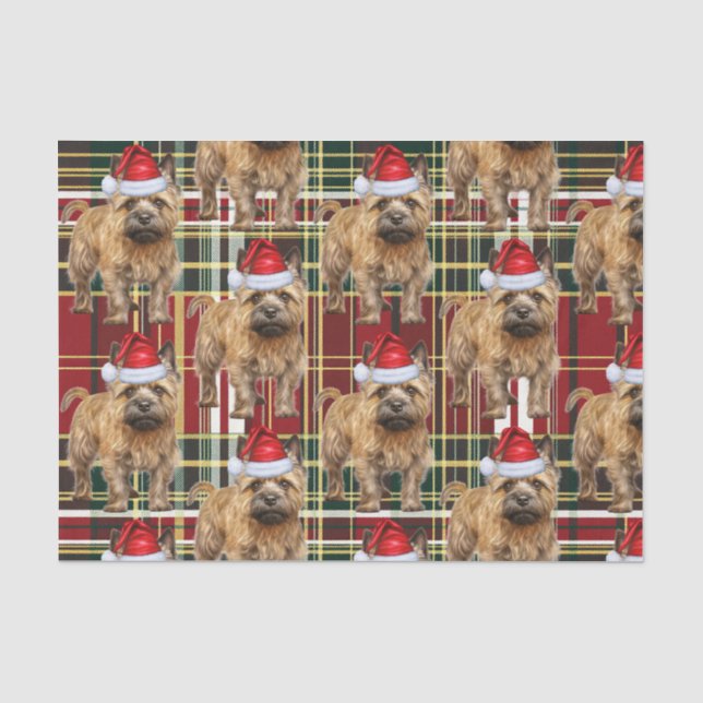 Red Green Plaid Cairn Terrier Christmas Holiday Tissue Paper (Front)