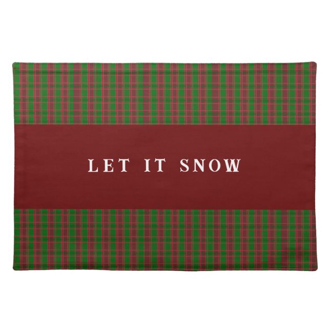 Red Green Plaid Christmas Cloth Placemat (Front)
