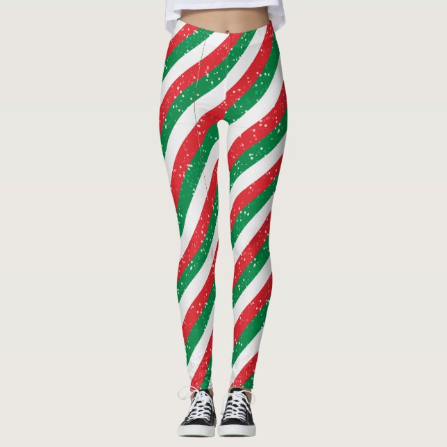 Red Green Plaid Christmas Leggings for Women (Front)