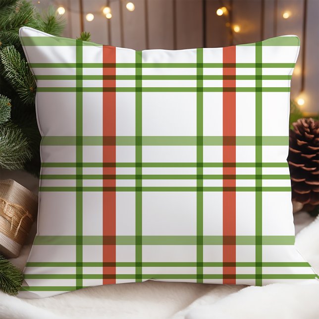 Red Green Plaid Christmas Throw Pillow (Creator Uploaded)