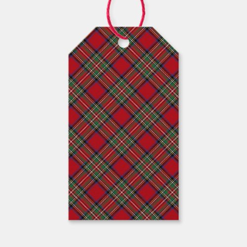 Red Green Plaid Classic Stewart Tartan Gift Tags