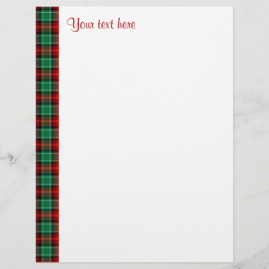 Red Green Plaid Custom Letterhead (Front)
