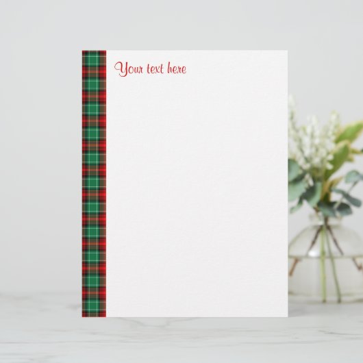 Red Green Plaid Custom Letterhead (Standing Front)