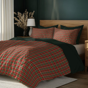 Red Green Plaid Duvet for Christmas Comfort