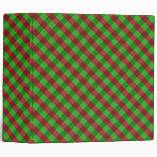 Red  Green Plaid Glitter 3 Ring Binder