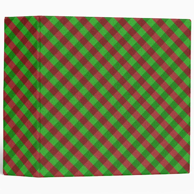 Red & Green Plaid Glitter 3 Ring Binder (Front/Spine)