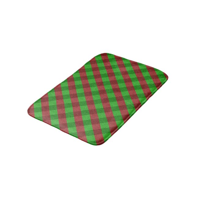 Red & Green Plaid Glitter Bath Mat (Angled)