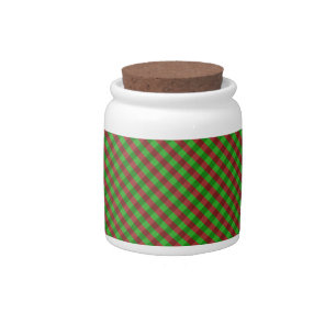 Red & Green Plaid Glitter Candy Jar