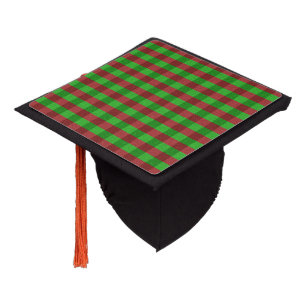 Red & Green Plaid Glitter Graduation Cap Topper
