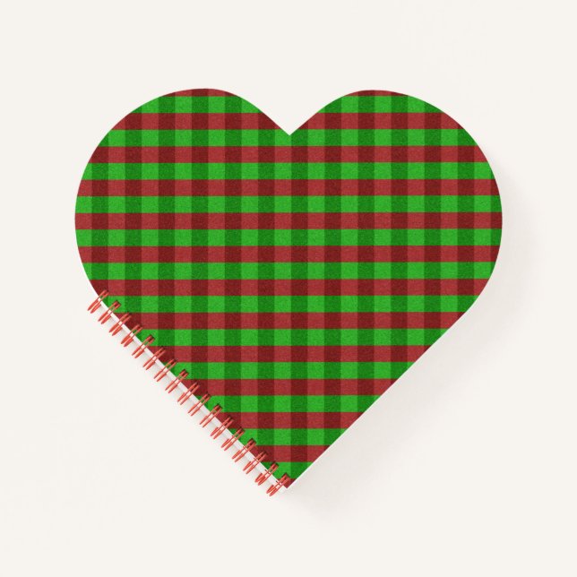 Red & Green Plaid Glitter Notebook (Front)