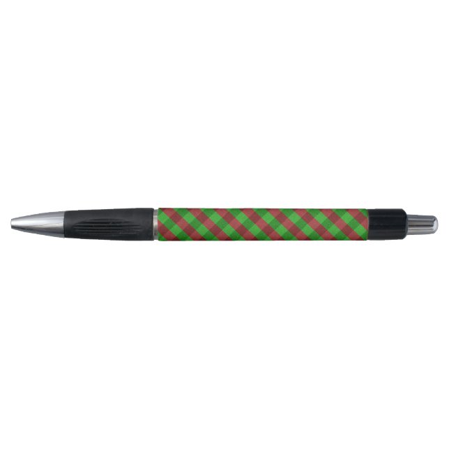Red & Green Plaid Glitter Pen (Front)