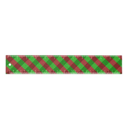 Red  Green Plaid Glitter Ruler