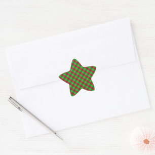 Red & Green Plaid Glitter Star Sticker