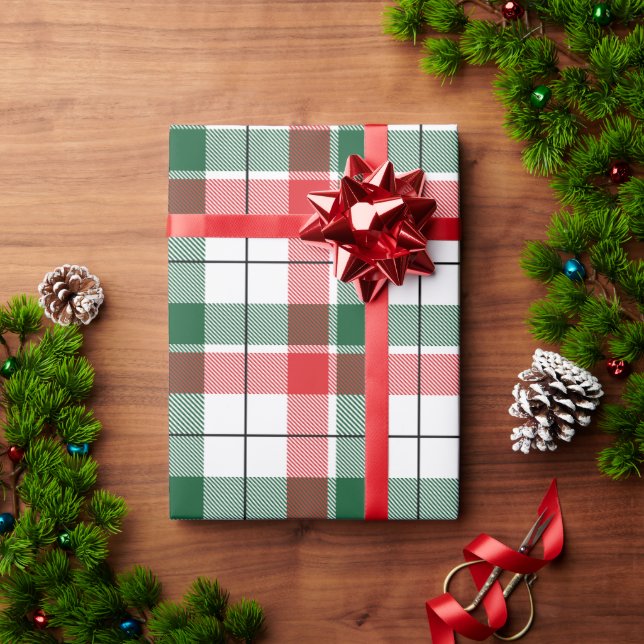 Red Green Plaid Holiday Christmas Traditional Wrapping Paper (Holiday Gift)