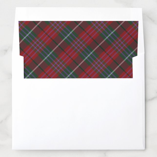Red Green Plaid or Tartan Male Birthday or Shower Envelope Liner (In Envelope)