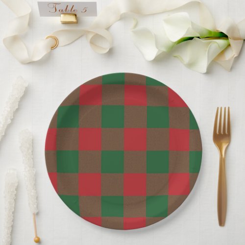 Red  Green Plaid Paper Plates