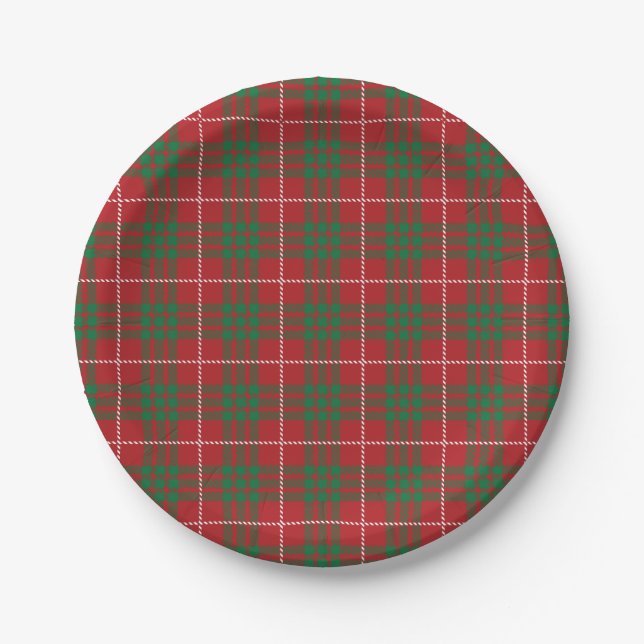 Red & Green Plaid Paper Plates (Front)