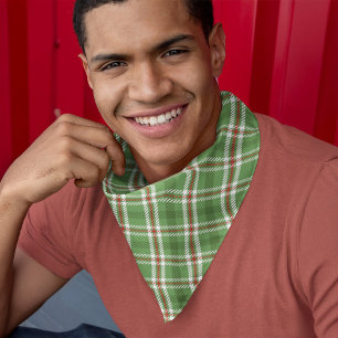 Red Green Plaid Pattern Rustic Bandana