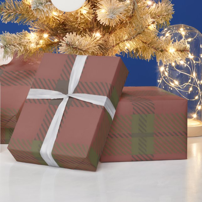 Red Green Plaid Pattern Wrapping Paper (Holidays)