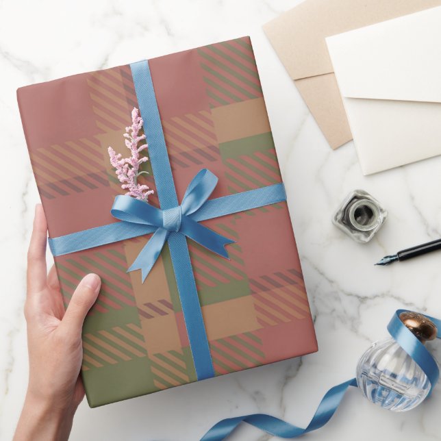 Red Green Plaid Pattern Wrapping Paper (Gifting)