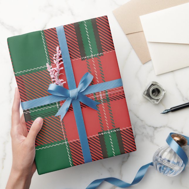 Red Green Plaid Pattern Wrapping Paper (Gifting)