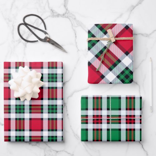 Red  Green Plaid Patterns Christmas _ Multi  Wrapping Paper Sheets