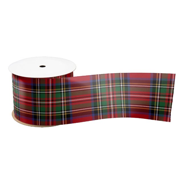 Red Green Plaid Rustic Clan Stewart Tartan Satin Ribbon (Spool)