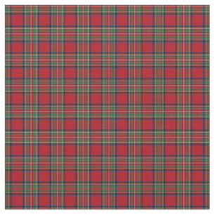 Red Green Plaid Rustic Classic Stewart Tartan Fabric