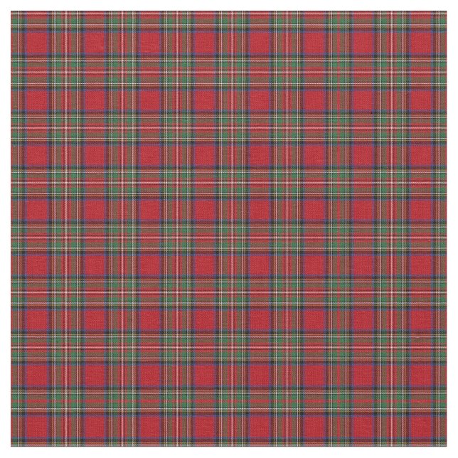  Red Green Plaid Rustic Classic Stewart Tartan Fabric (Close Up)