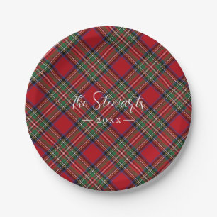 Red Green Plaid Rustic Classic Tartan Paper Plates