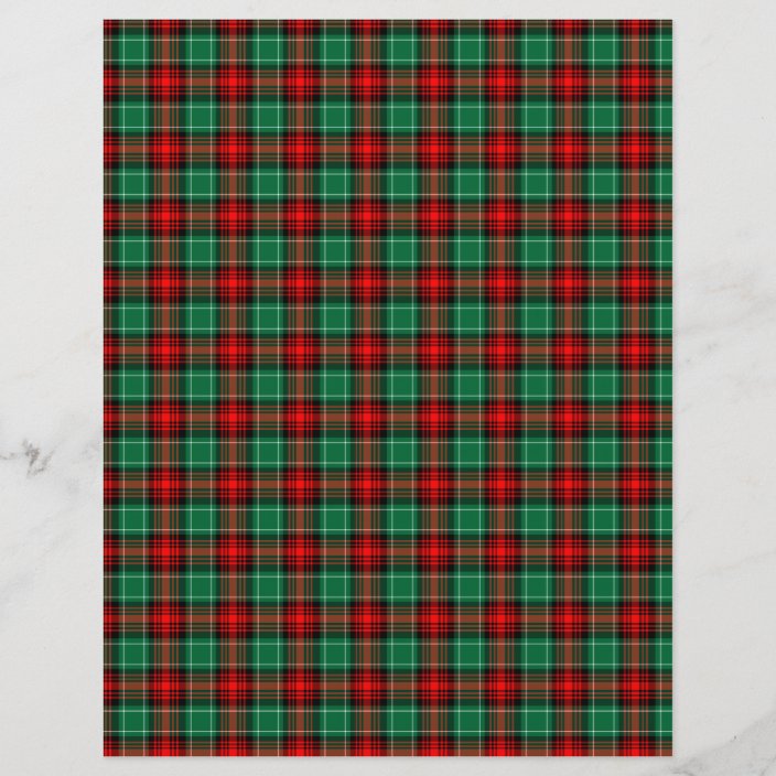 Red Green Plaid Scrapbook Paper Letterhead