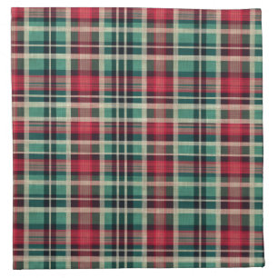 Red Green Plaid Stripes Cloth Napkin