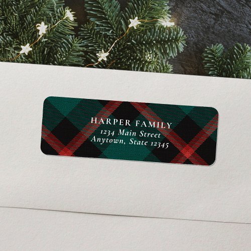Red Green Plaid Tradition  Label