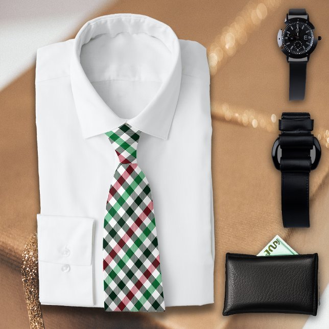 Red Green Plaids Gingham For Him Neck Tie (Creator Uploaded)