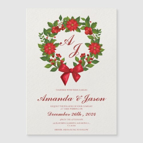 Red Green Poinsettia Berries Christmas wedding