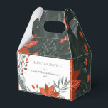 Red Green Poinsettia Floral Simple Business Favor Boxes<br><div class="desc">Wish a happy holidays to your clients and customers with this modern poinsettia floral Favor Box in red and green.</div>