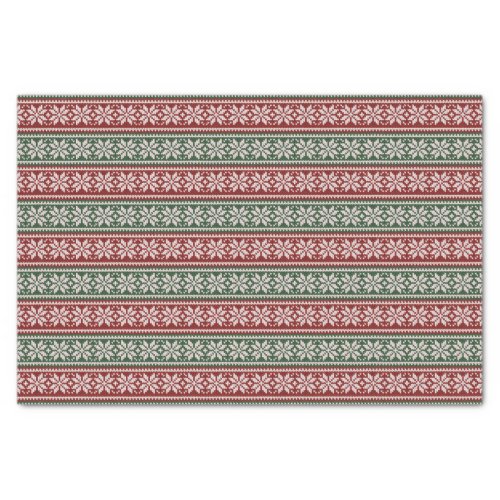 Red Green Poinsettia Stripe Christmas Pattern Tissue Paper